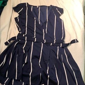 Stripped navy romper